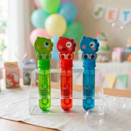 Bolha De Sabão Baby Dinossauro Colorido 14cm Infantil