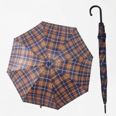Guarda Chuva Cabo Curvo Xadrez Automático Reforçado 118 Cm 8 Varetas