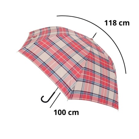 Guarda Chuva Cabo Curvo Xadrez Automático Reforçado 118 Cm 8 Varetas