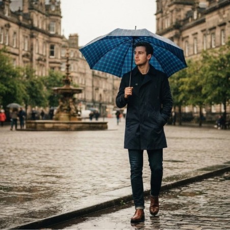 Guarda Chuva Cabo Curvo Xadrez Automático Reforçado 118 Cm 8 Varetas
