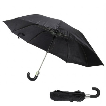 Guarda Chuva Preto Cabo Curvo Dobrável Sombrinha Reforçado 8 Varetas
