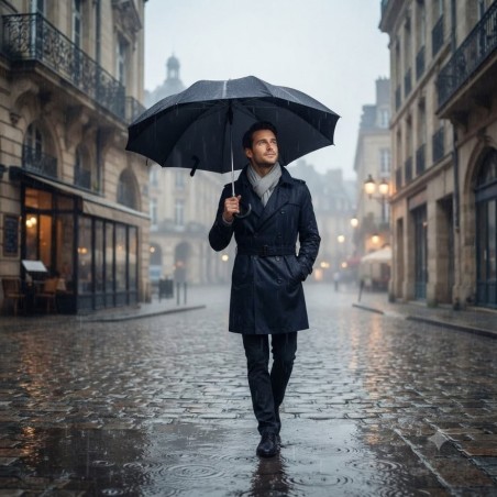 Guarda Chuva Preto Cabo Curvo Dobrável Sombrinha Reforçado 8 Varetas