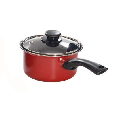 Jogo 4 Panelas Aço Inox Antiaderentes Vermelhas Com Tampa De Vidro