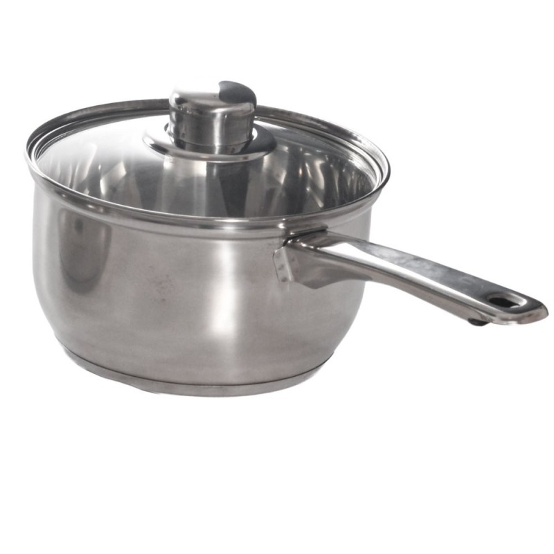 Jogo 3 Panelas Antiaderente Aço Inox Premium Escovado Com Tampa De Vidro