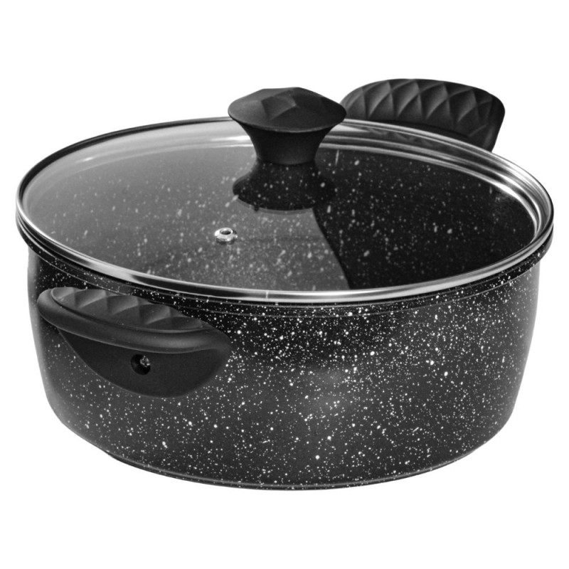 Jogo 4 Panelas Aço Inox Antiaderentes Pretas Com Tampa De Vidro
