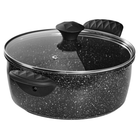 Jogo 4 Panelas Aço Inox Antiaderentes Pretas Com Tampa De Vidro