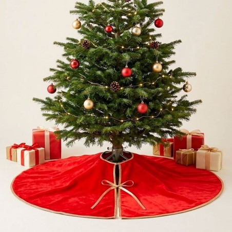 Saia Para Árvore Natal Vermelha Enfeite Decoração Base Natalina 40cm 2