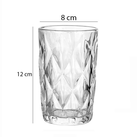 Conjunto 6 Copos De Vidro Diamond Trasparente 360ml