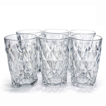 Conjunto 6 Copos De Vidro Diamond Trasparente 360ml