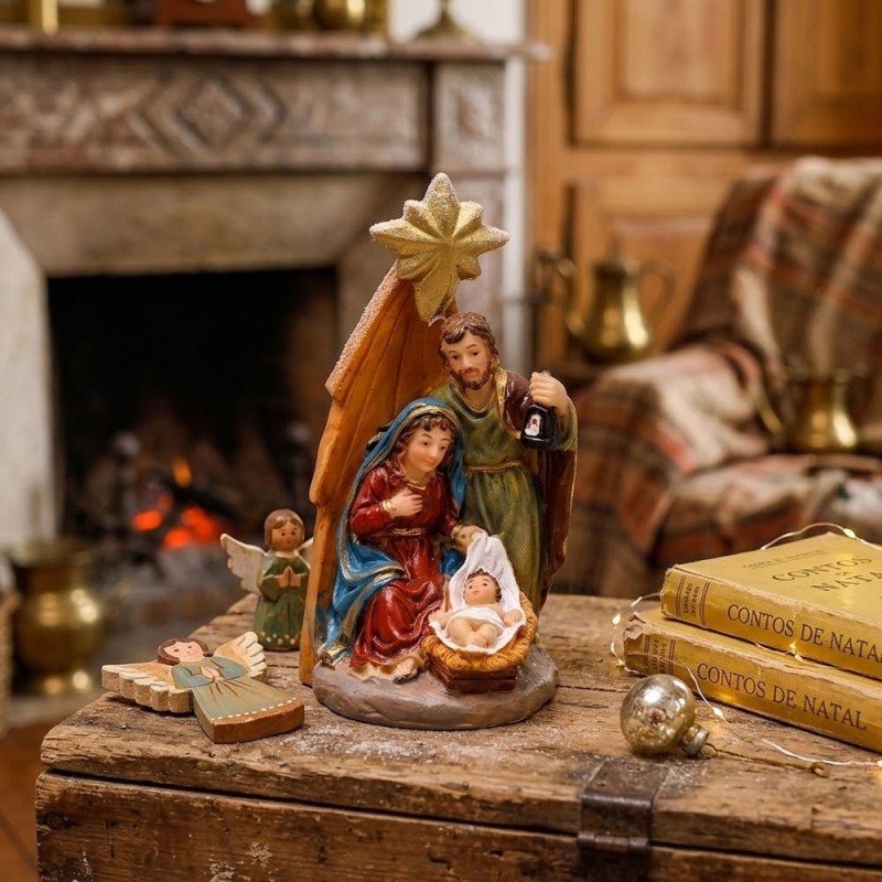 Enfeite Natalino Presépio De Resina Pequeno Decoração Natal