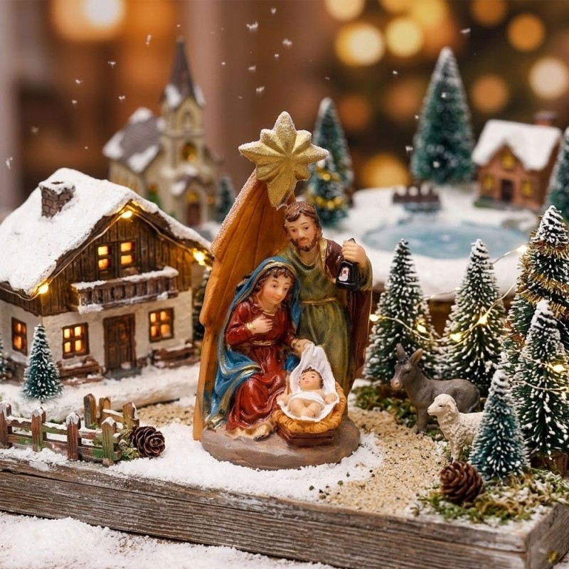 Enfeite Natalino Presépio De Resina Pequeno Decoração Natal