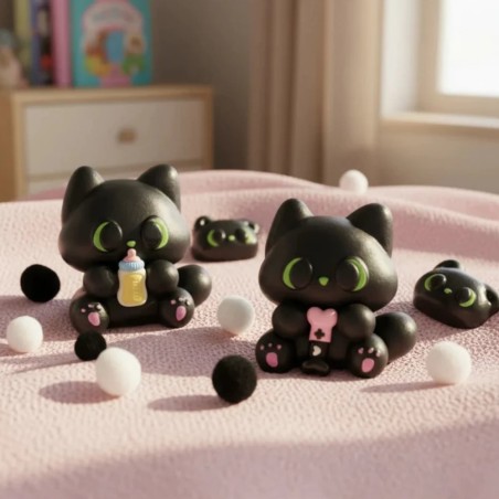 Squishy Gatinho Preto Anti-stress Macio Com Bolinhas Alívio