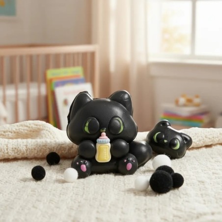 Squishy Gatinho Preto Anti-stress Macio Com Bolinhas Alívio 2