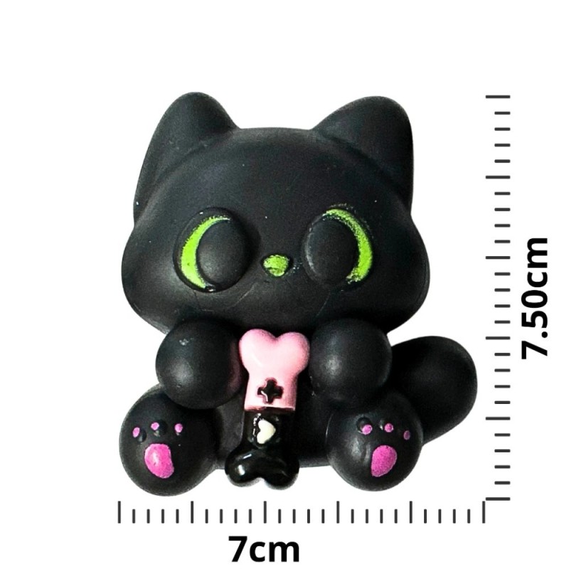 Squishy Gatinho Preto Anti-stress Macio Com Bolinhas Alívio