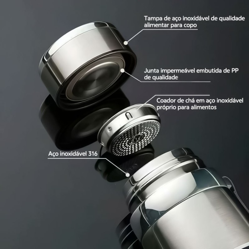 Garrafa Térmica De Inox 800ml Isolamento Duplo A Vácuo