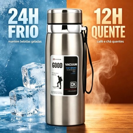 Garrafa Térmica De Inox 800ml Isolamento Duplo A Vácuo