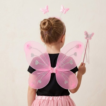 Kit Asas De Borboleta Com Tiara E Varinha Kids