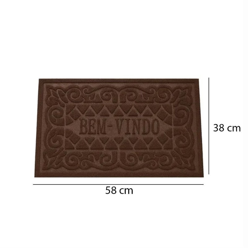 Tapete Capacho Bem Vindo Porta De Entrada 38X58cm PVC Antiderrapante