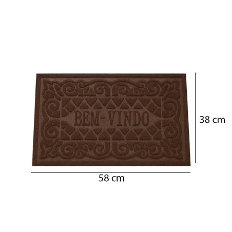 Tapete Capacho Bem Vindo Porta De Entrada 38X58cm PVC Antiderrapante