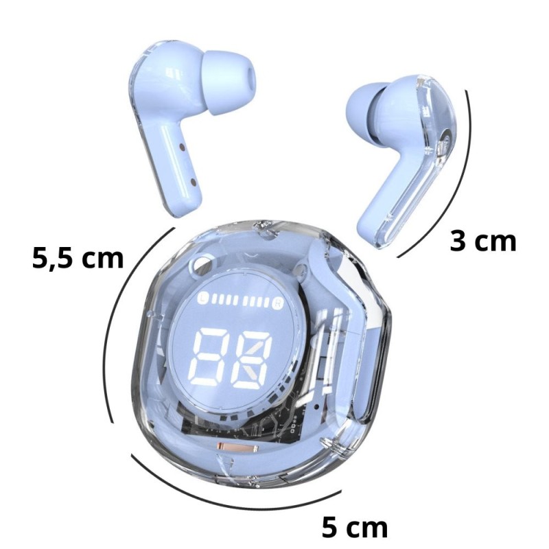 Fone De Ouvido Bluetooth 5.3 Premium Transparente Air 39