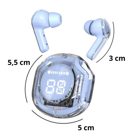 Fone De Ouvido Bluetooth 5.3 Premium Transparente Air 39
