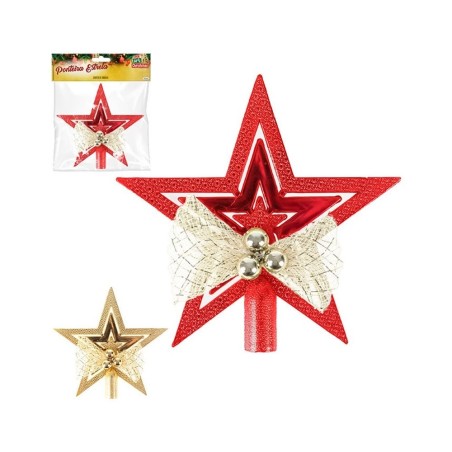 Ponteira Estrela Com Laço Para Árvore De Natal Dourada