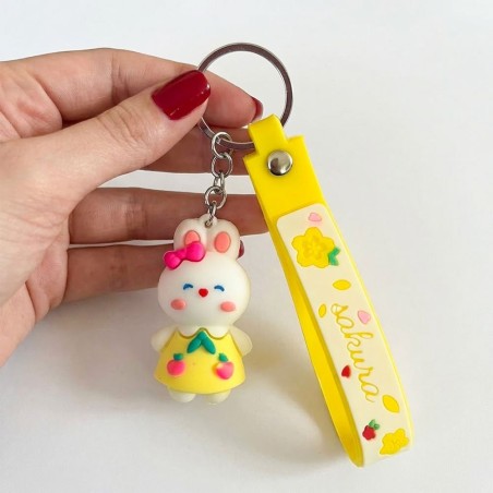 Chaveiro Coelhinho Fofo 3D Emborrachado Decorativo Bolsa Mochila