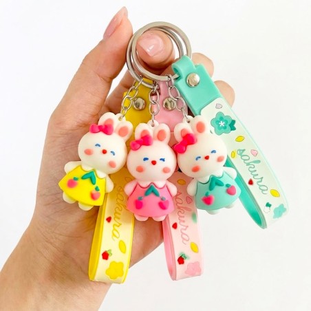 Chaveiro Coelhinho Fofo 3D Emborrachado Decorativo Bolsa Mochila
