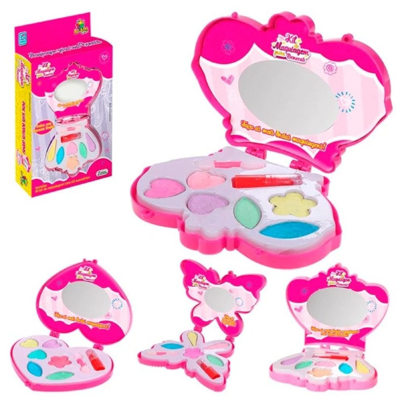 Brinquedo Kit Maquiagem  Para Bonecas Com Espelho Batom E Pincel
