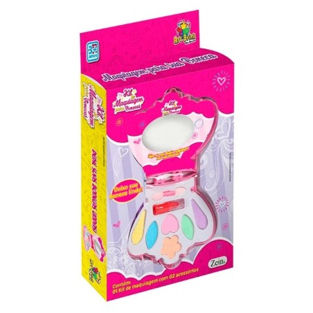 Brinquedo Kit Maquiagem  Para Bonecas Com Espelho Batom E Pincel