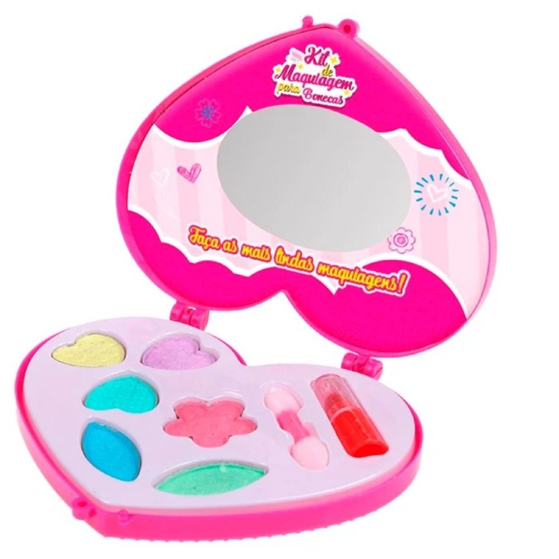 Brinquedo Kit Maquiagem  Para Bonecas Com Espelho Batom E Pincel