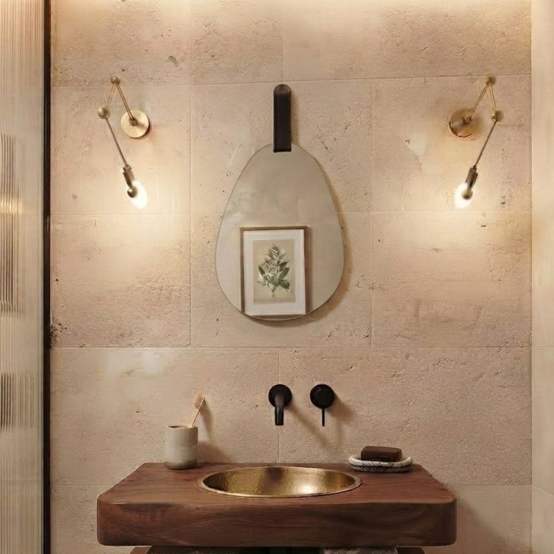 Espelho De Parede Com Alça Decorativo Orgânico Banheiro