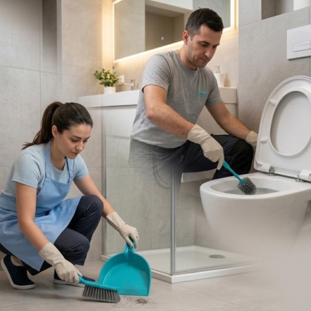 Conjunto De Limpeza 3 Peças Pá Mini Vassoura e Escova Sanitaria 2