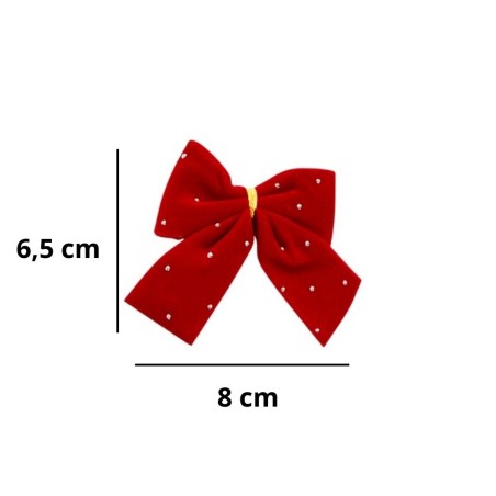 Kit 6 Laços Vermelhos De Veludo Com Pedrinhas Árvore De Natal