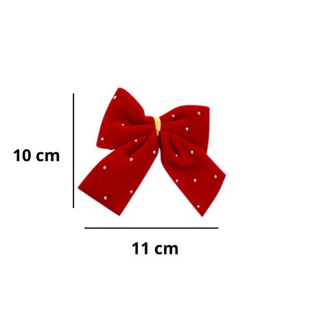 Kit 3 Laços Vermelhos De Veludo Pedrinhas Brilhantes Árvore De Natal 2
