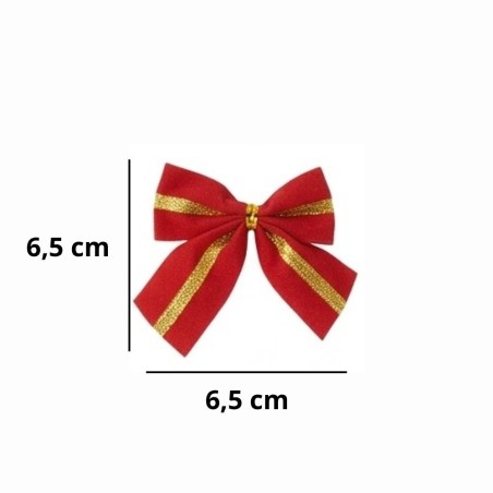 Kit 12 Laços Vermelhos Veludo Com Fita Dourada Árvore De Natal