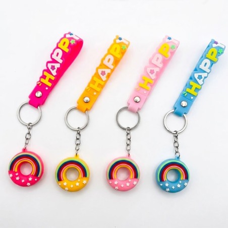 Chaveiro Happy Arco-Íris 3d Decoração Para Chaves Bolsa Mochila