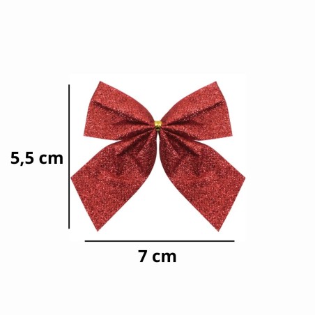 Kit 8 Laços Vermelhos Glitter Árvore De Natal
