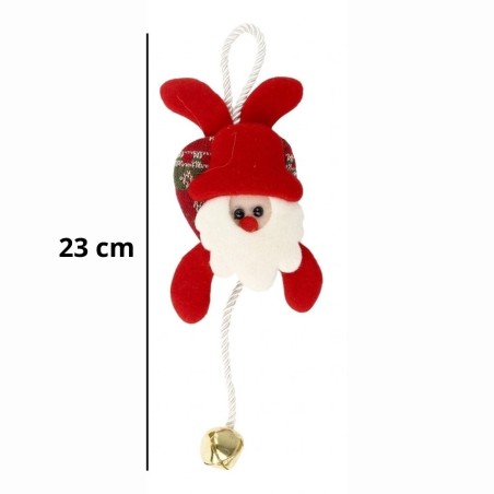 Enfeite De Porta Pendente Papai Noel Sino Natal 23 Cm