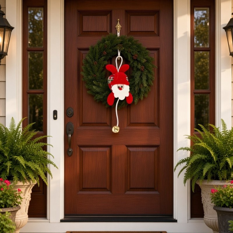 Enfeite De Porta Pendente Papai Noel Sino Natal 23 Cm