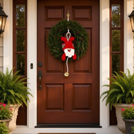 Enfeite De Porta Pendente Papai Noel Sino Natal 23 Cm