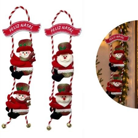 Enfeite Grande Papai Noel E Boneco De Neve Sino Natal 54 Cm