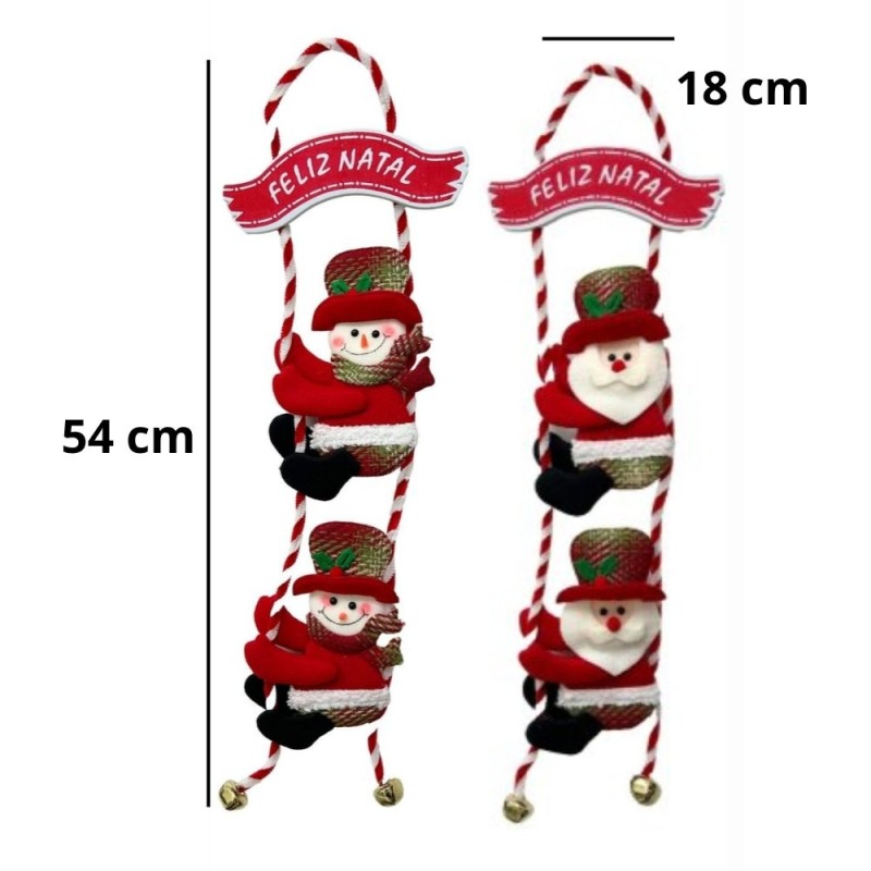 Enfeite Grande Papai Noel E Boneco De Neve Sino Natal 54 Cm