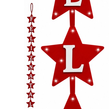 Enfeite Grande Feliz Natal Com Pedrinhas Brilhantes 90 Cm