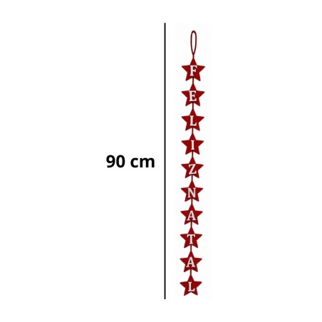 Enfeite Grande Feliz Natal Com Pedrinhas Brilhantes 90 Cm 2