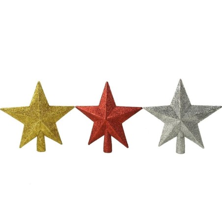 Estrela Com Glitter Ponteira Para Árvore De Natal 20cm