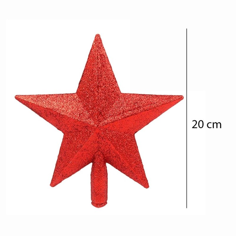 Estrela Com Glitter Ponteira Para Árvore De Natal 20cm
