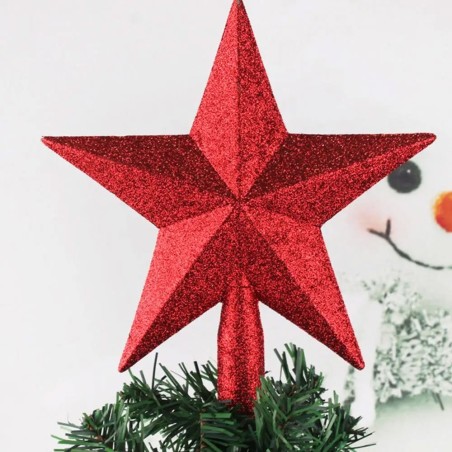 Ponteira Estrela Com Glitter Para Árvore De Natal 15cm Decorativa 2