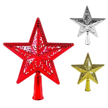 Ponteira Aramada Estrela Para Árvore De Natal 15cm Decorativa