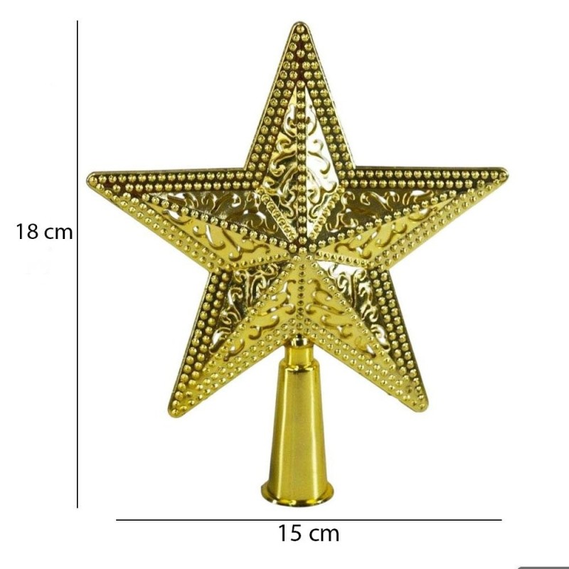 Ponteira Aramada Estrela Para Árvore De Natal 15cm Decorativa
